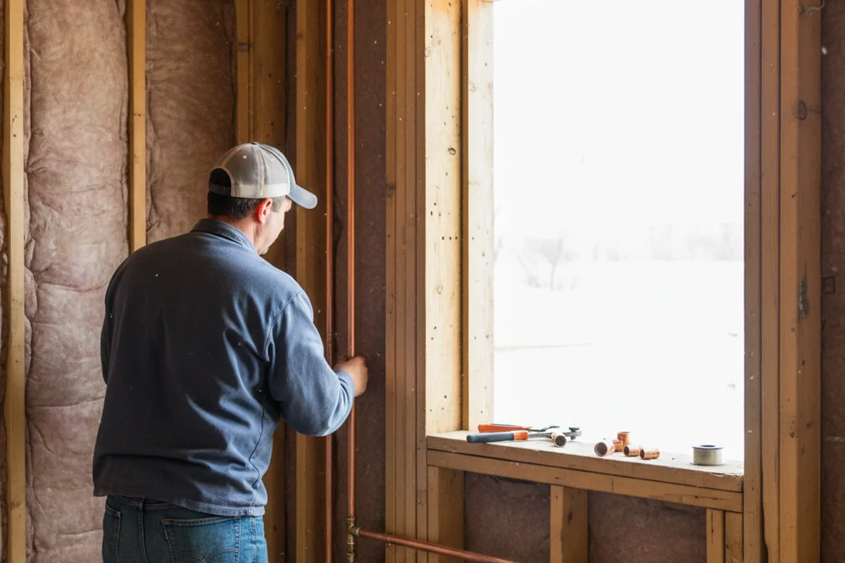 Licensed plumber running new copper supply lines in a Gillette home